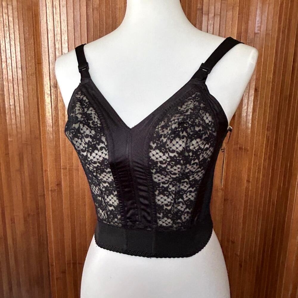 Vintage Lady Marlene Longline Bra Bustier Mid Century Lace